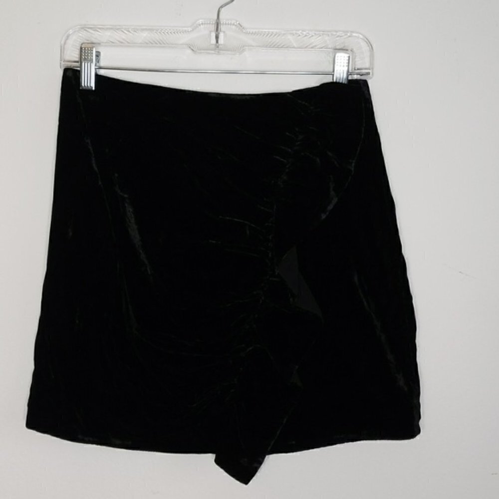 Lovers + Friends Black Velvet Mini Skirt